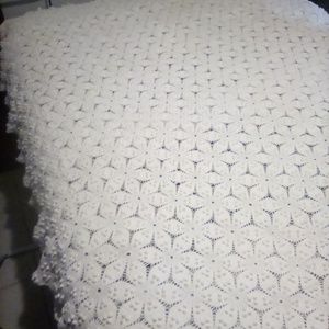 Vintage Crocheted Bedspread Coverlet Full/Queen Ecru